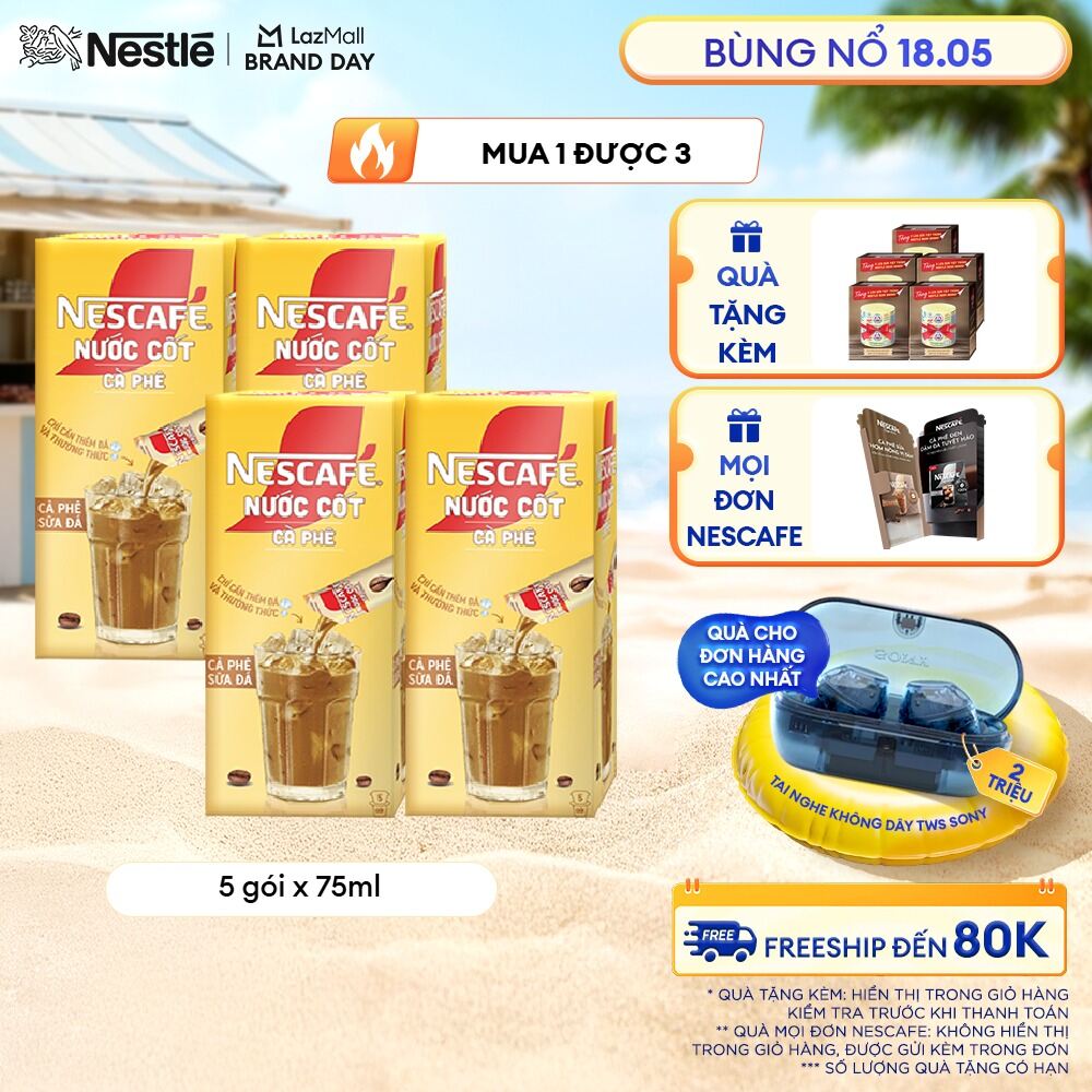 [ƯU ĐÃI THÁNG 5] Combo 4 hộp Nước Cốt Cà Phê NESCAFÉ Cà phê Sữa Đá