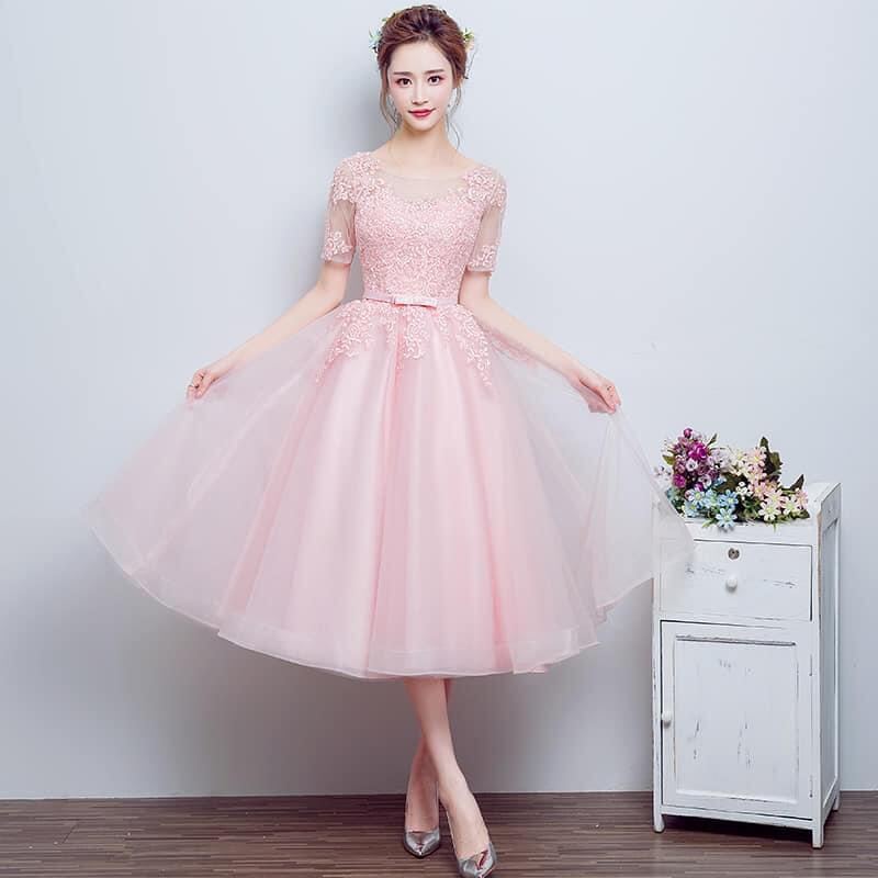 Đầm dạ hội dự tiệc - Đầm ren xoè tay lở đính nơ eo dịu dàng - [Rẻ sập sàn Lazada] – Sang chảnh,quý phái (HOT) – Tặng quà xinh