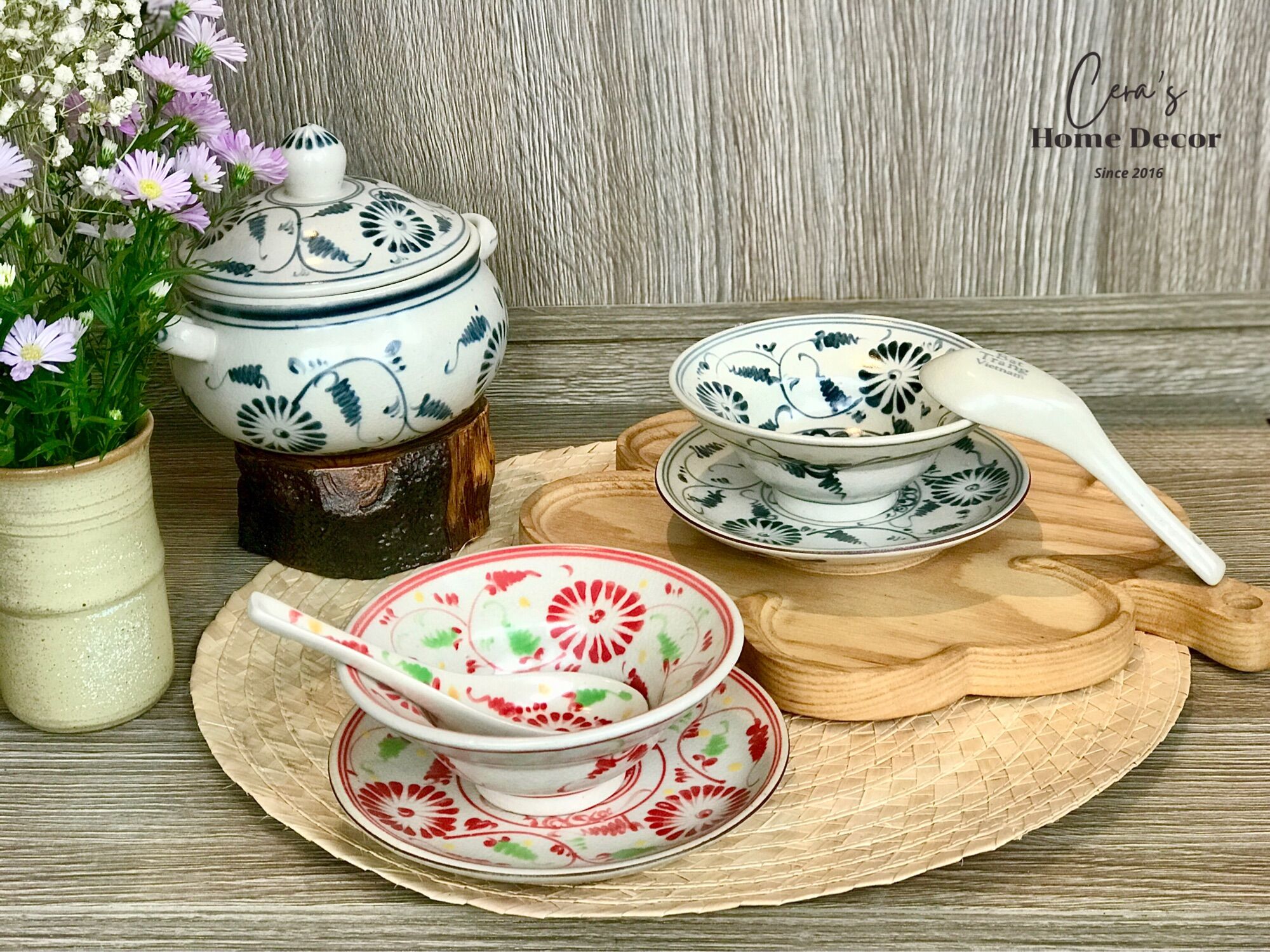 Bát chiết yêu men rạn Bát vẽ tay phi 13cm