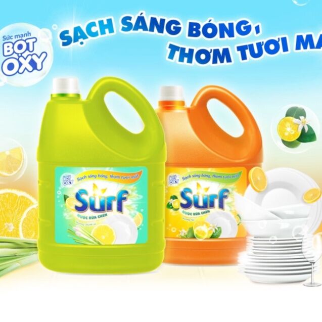 Nước rửa chén Surf Hương Tắc Chanh xả can 4kg.