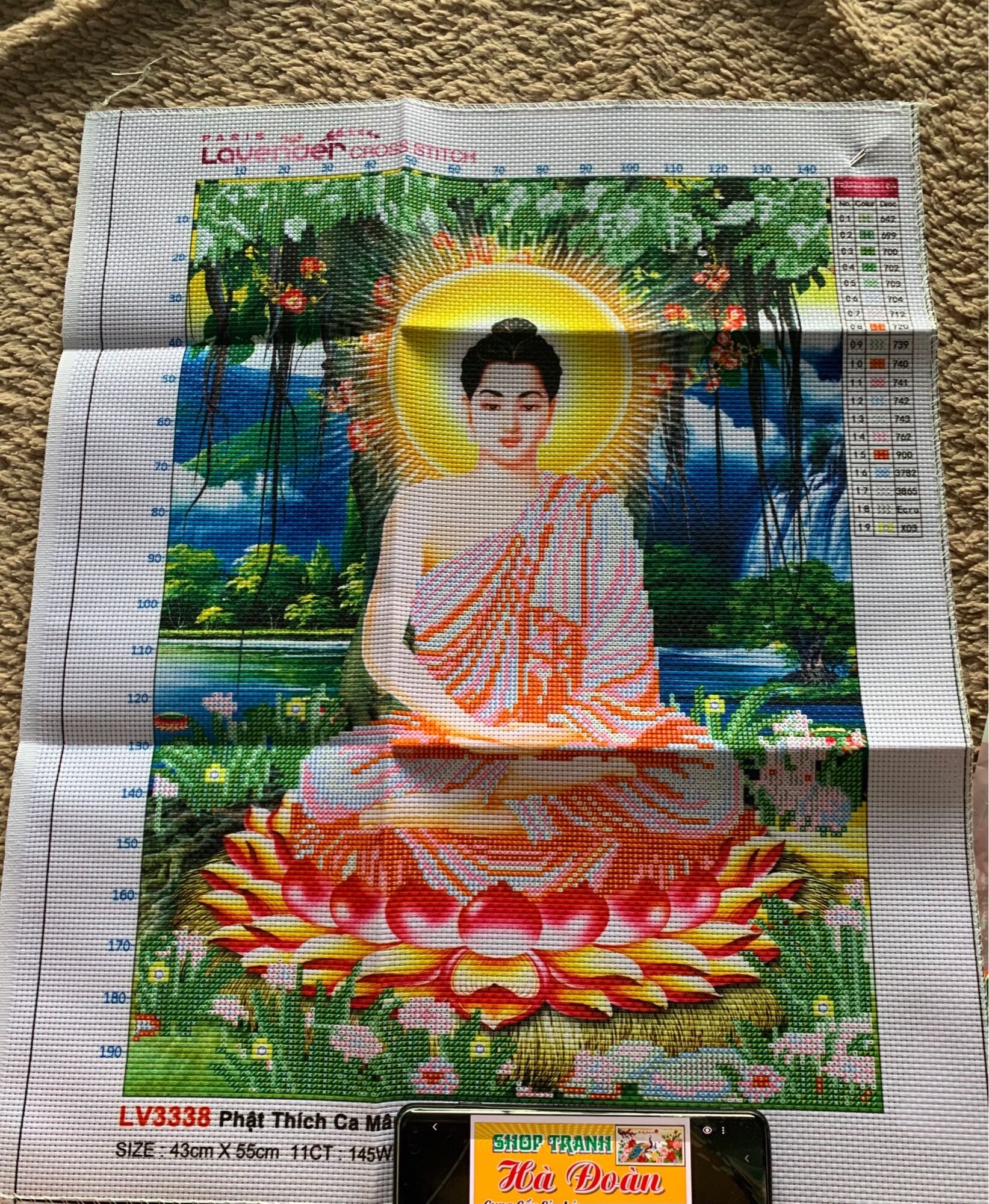Tranh thêu chữ thập phật thích ca mâu ni lv3338 kt 43x55cm