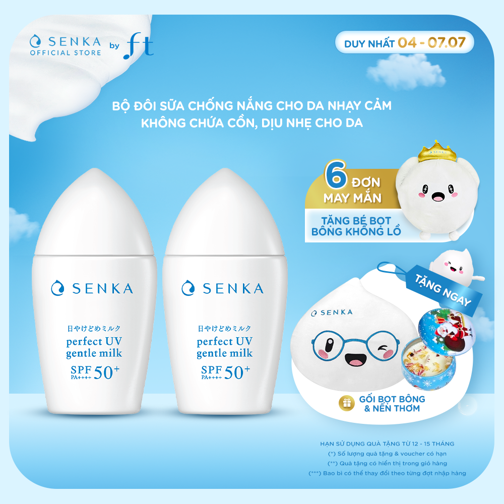 Bộ đôi Sữa chống nắng cho da nhạy cảm SENKA PERFECT UV GENTLE MILK 40MLX2