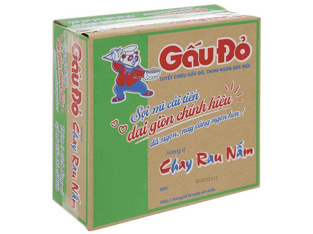 Mì Gấu Đỏ Chay rau Nấm thùng 30 gói 63g