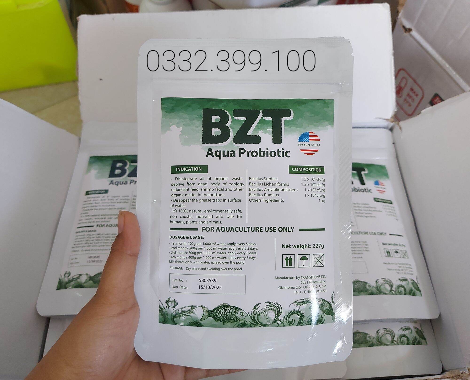 Men vi sinh bzt xử lý đáy ao ,khử mùi hôi hạ khí độc#bzt 227g