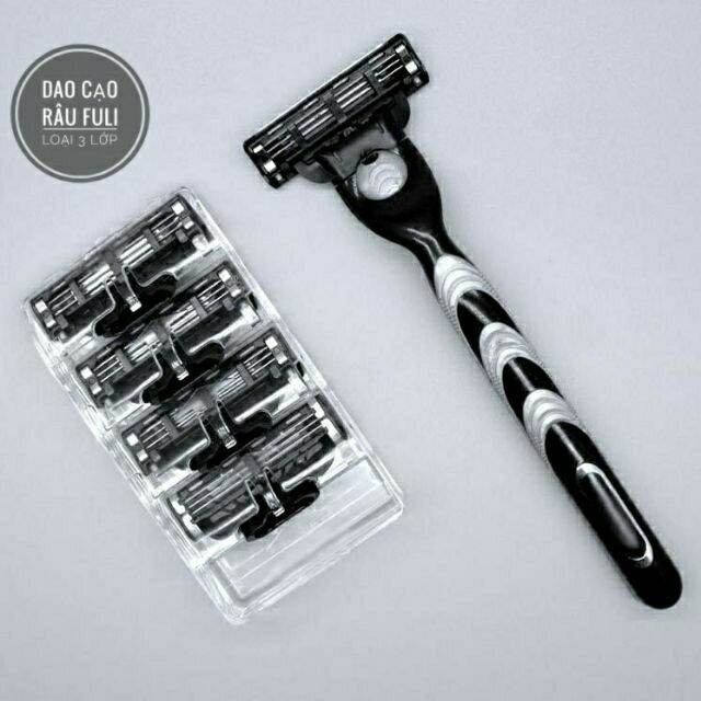 Dao cạo râu 3 lưỡi Fuli 3 (Cán + 8 lưỡi)