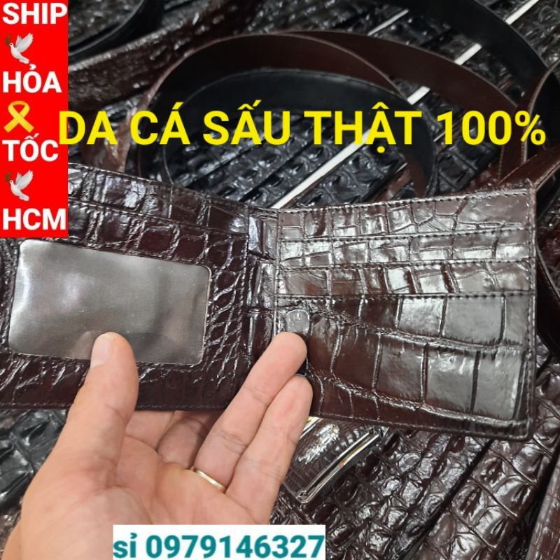 Ví nam da cá sấu 2 mặt thật gù và gai .bóp nam da cá sấu 2 mặt .