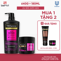 Combo Dầu Gội, Kem Ủ TRESemmé Bond Repair Peptidebond+ Cho Tóc Hư Tổn Do Tạo Kiểu, Giúp Ngăn Gãy Rụng 640g, 180ml