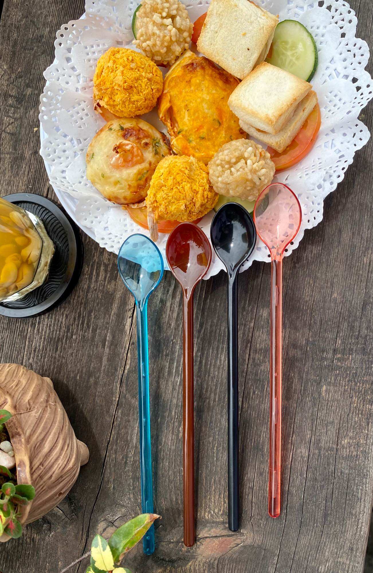 Combo 5 Chiếc Thìa Cà Phê Nhựa Cứng Mix 5 Màu Khác Nhau