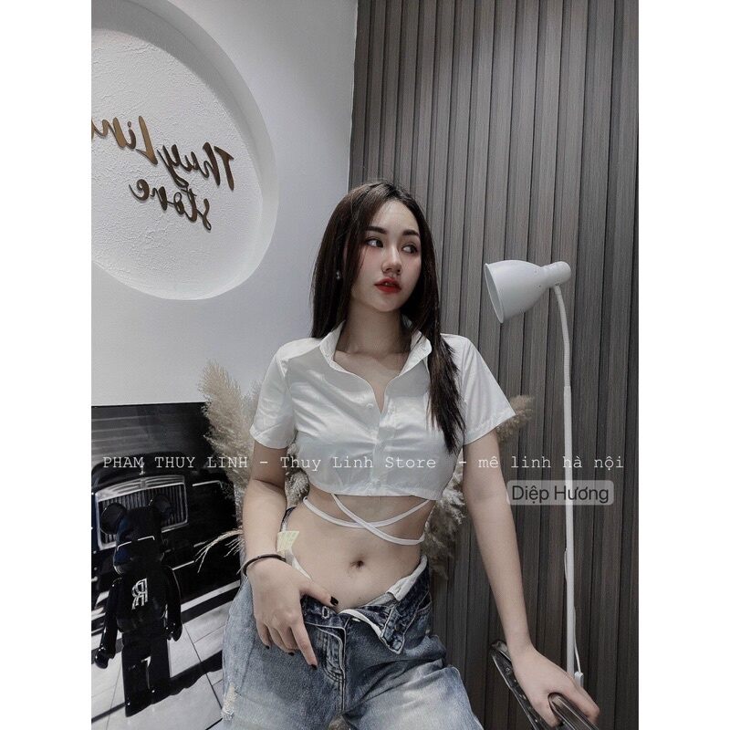 ÁO SOMI FORM CROPTOP CÓ DÂY SMQE