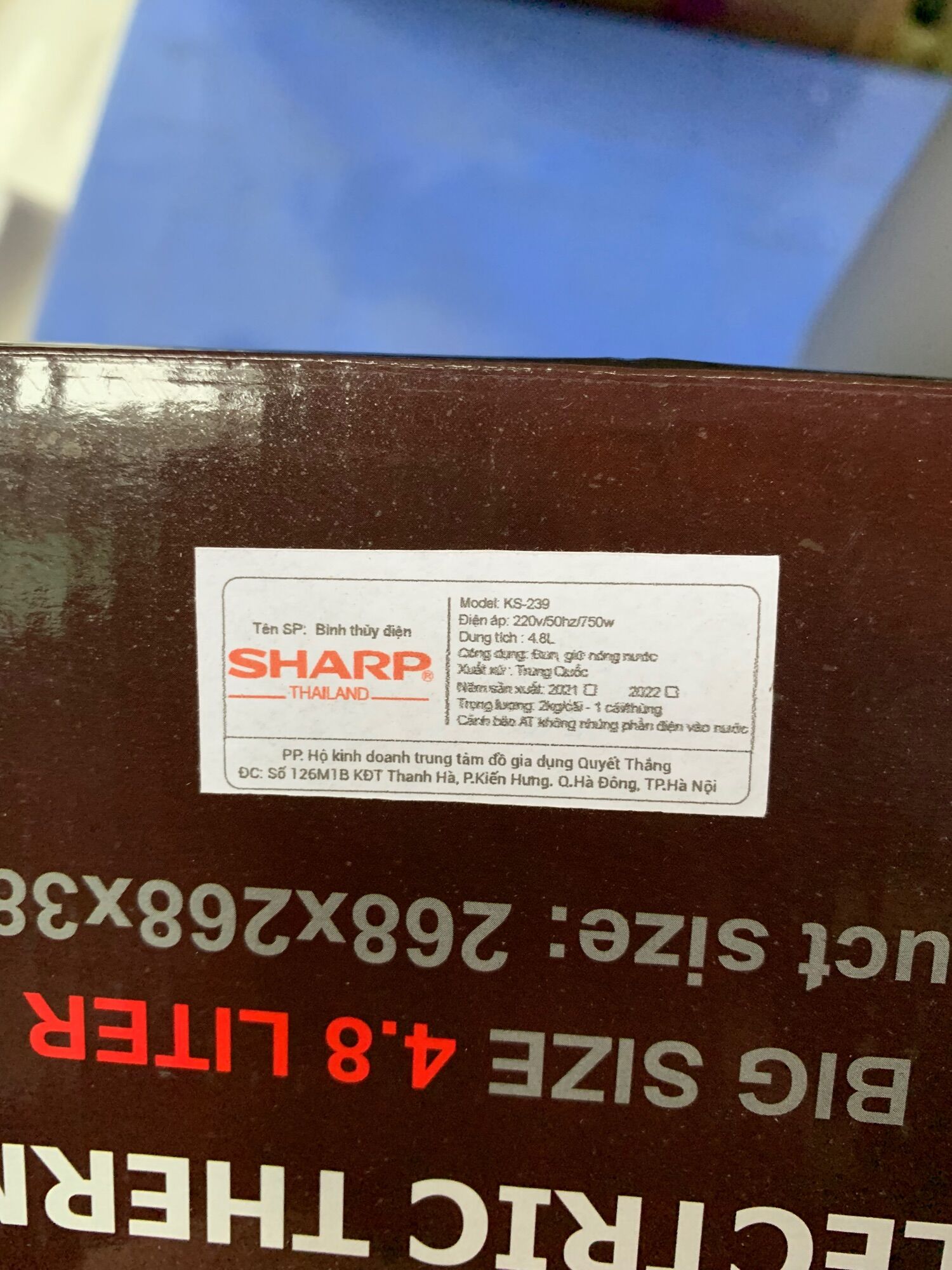 Phích điện sharp bình thuỷ điện công nghệ thái lan có bảo hành