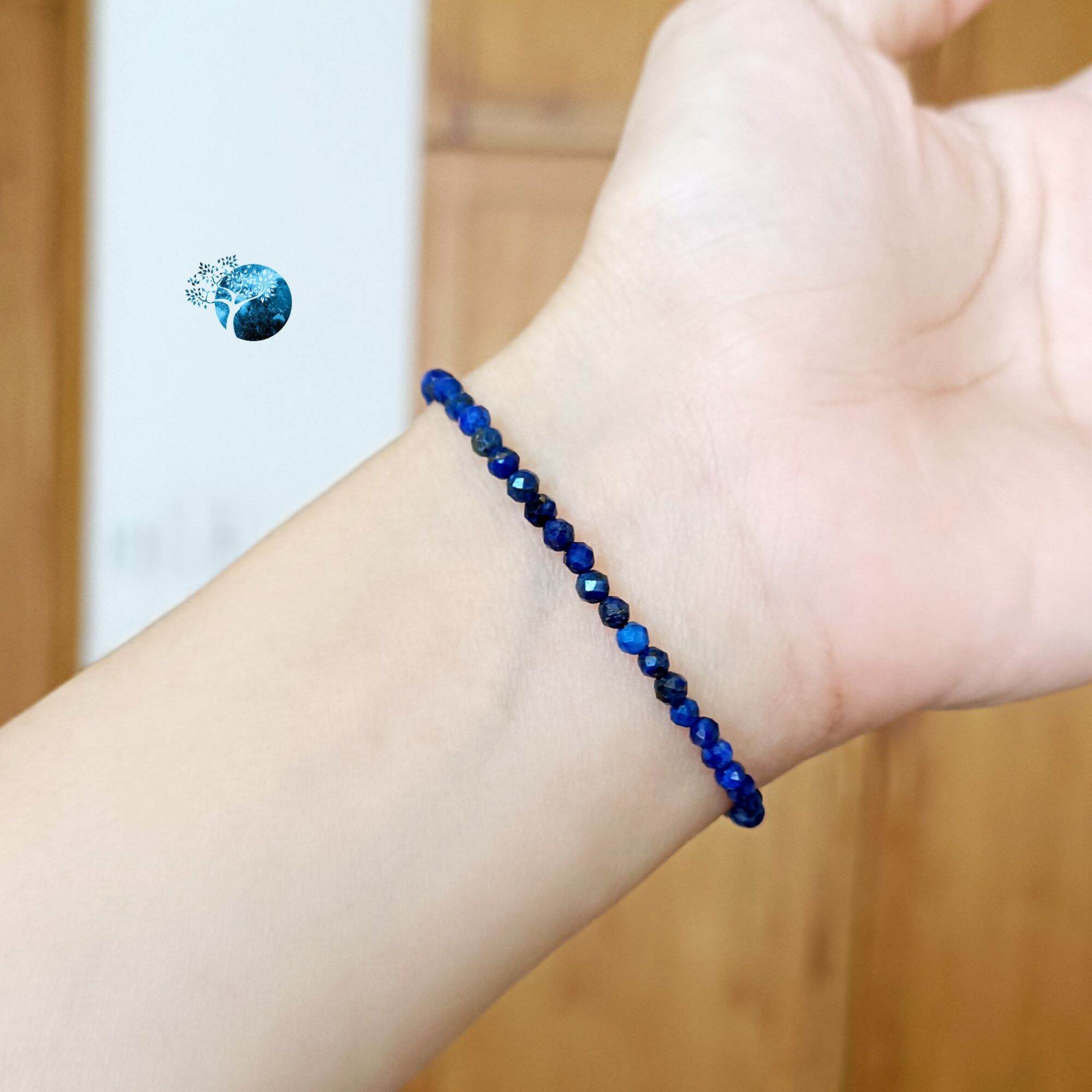 Vòng tay đá lapis lazuli cắt giác 3mm