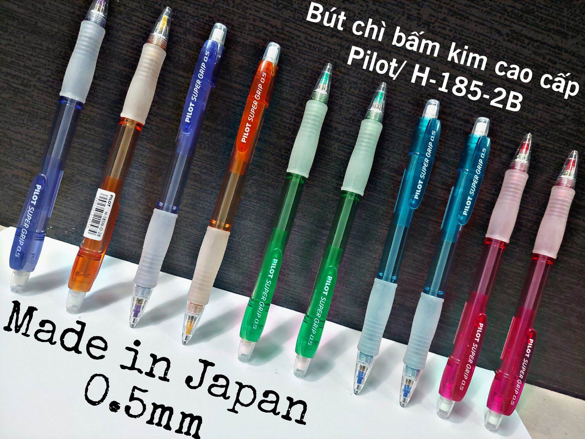 Bút chì bấm cao cấp Pilot H-185-2B (Super Grip/0.5m) . Made in Japan