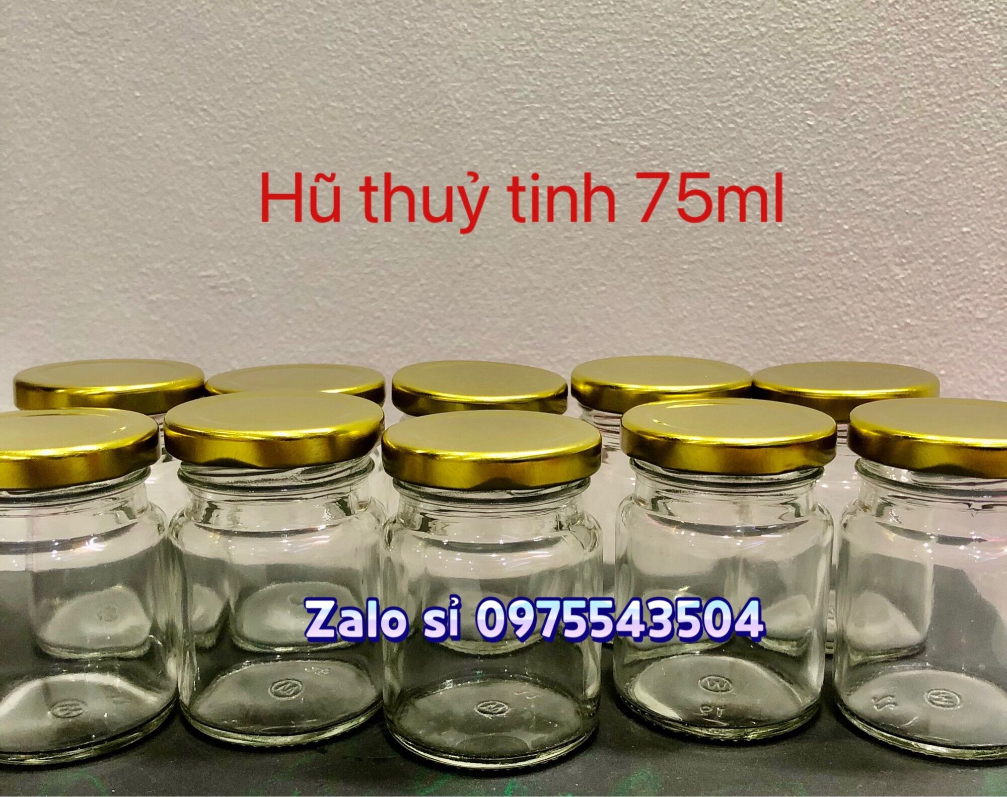 Siêu hot sỉ sll hủ thuỷ tinh 75ml nắp vàng