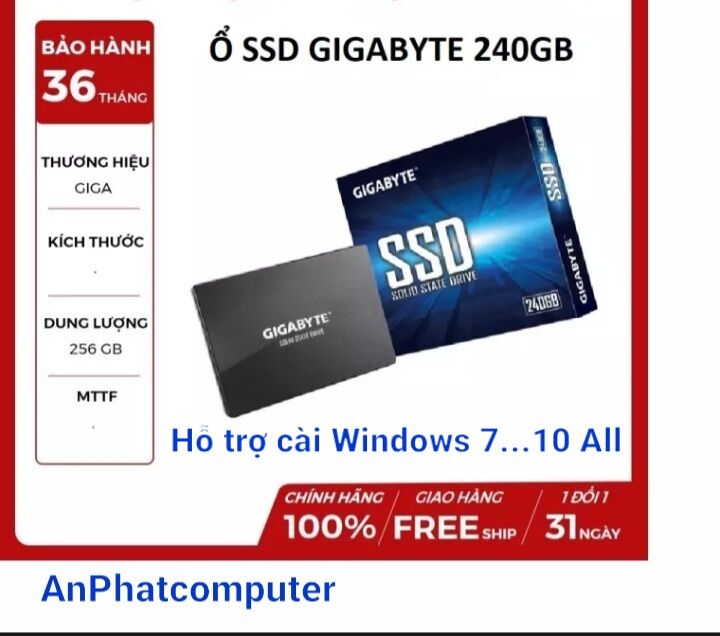 Ổ cứng SSD  Gigabyte  120 GB vs 240 GB  , Hỗ trợ khách hàng cài đặt Windows theo yêu cầu  . SP được bảo hành chính hãng 36 Tháng .