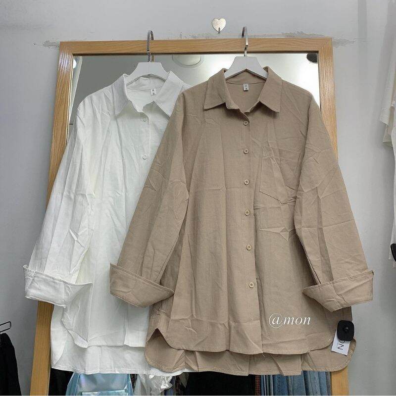 Áo sơ mi basic nữ ulzzang chất thô ( fom rộng )