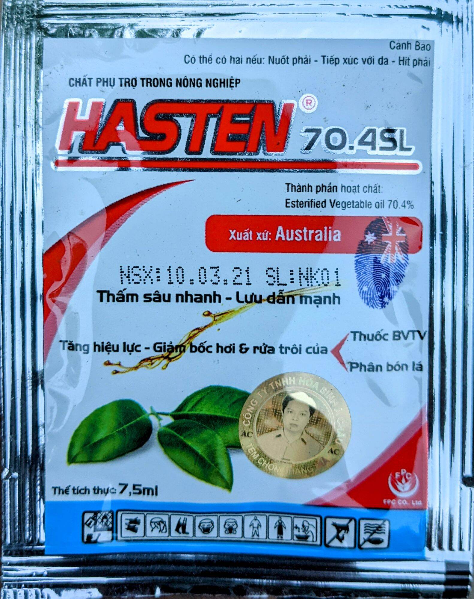 Chất phụ trợ Hasten thẩm thấu nhanh, lưu dẫn mạnh, tăng hiệu lực giảm bốc hơi, rửa trôi