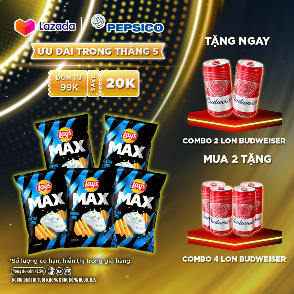 [DUY NHẤT 20H 4.5-7.5]  Combo 5 Lays MAX vị Kem Chua Hành 125G