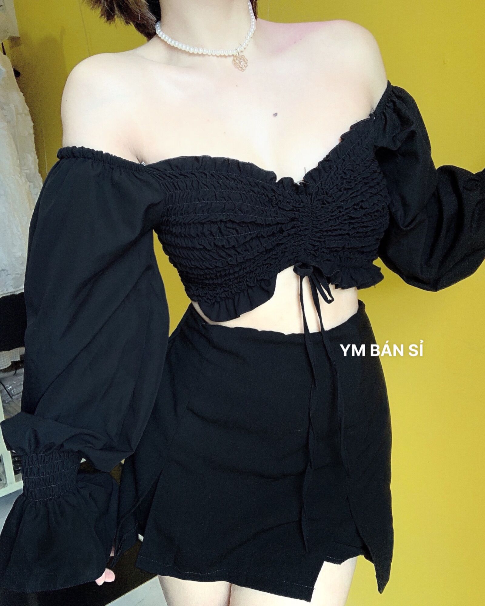 Áo kiểu tay dài rút giữa siêu sexy mặc được 2 kiểu