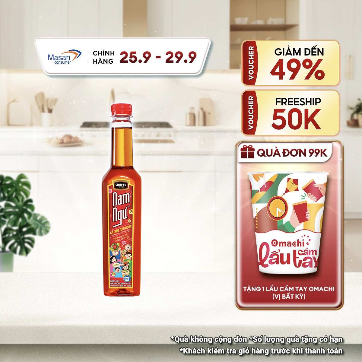 [25.9 -29.9 Voucher 18% CHO ĐƠN TỪ 199K](Chọn loại) Nước Mắm Nam Ngư Chai 750ml/900ml