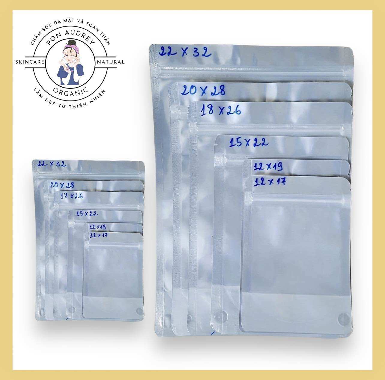 Túi zip bạc, zip chỉ đỏ dùng đựng bột có nhiều size, bán theo lạng