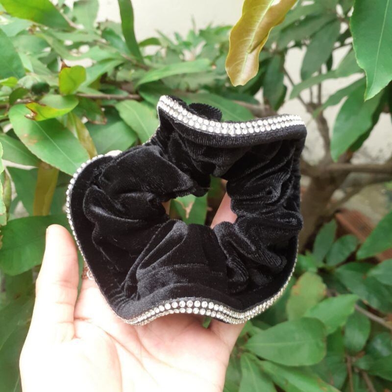 Cột tóc nhung đính xoàn 2 hàng