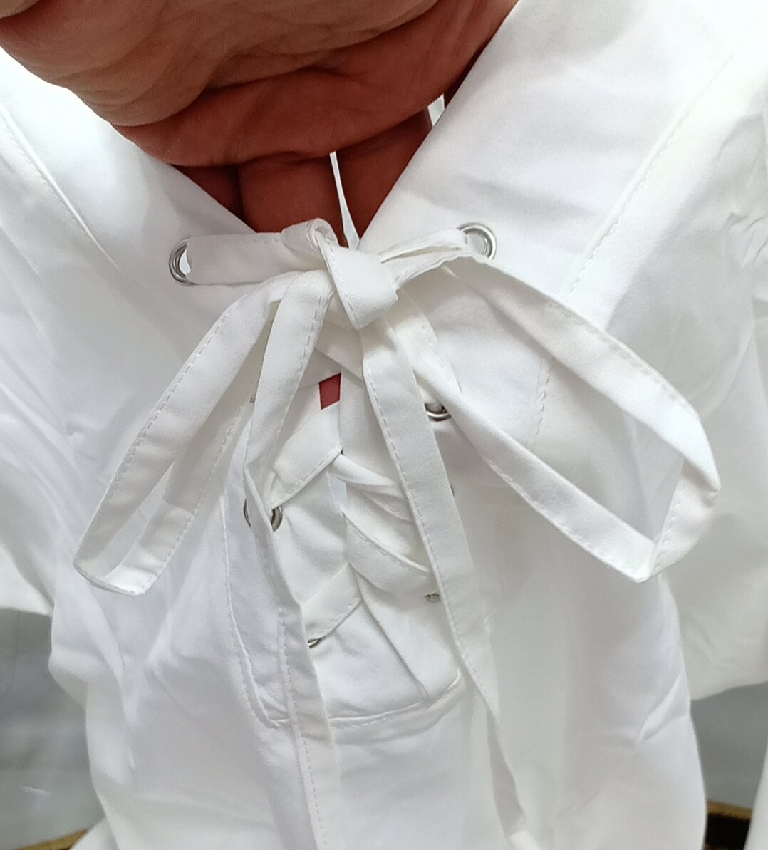 [Size M-3XL] Áo kiểu nữ lụa cổ đan dây tay dài phồng tiểu thư in hoa