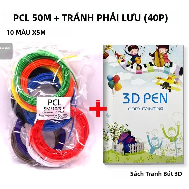 Dây Tóc Bút 3D PCL Nhiệt Độ Thấp Đường Kính 175mm 40 Trang Giấy In 3D Dành Cho Vật Tư Vẽ Và In 3D Bằ