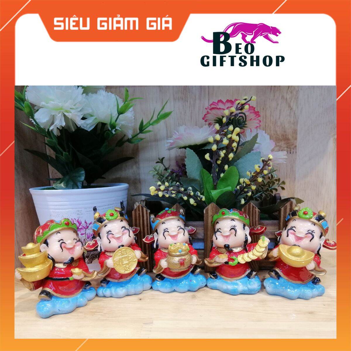 Bộ tượng 5 ông thần tài trưng bày trang trí. gắn xe ôtô