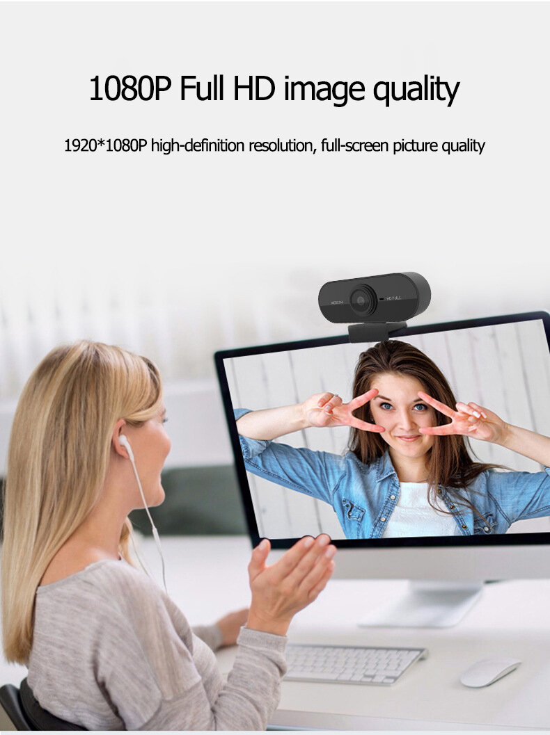 Computer Webcam 1080P Full HD Camera USB Computer Smart Camera for Laptops & Desktops & All in one Computers