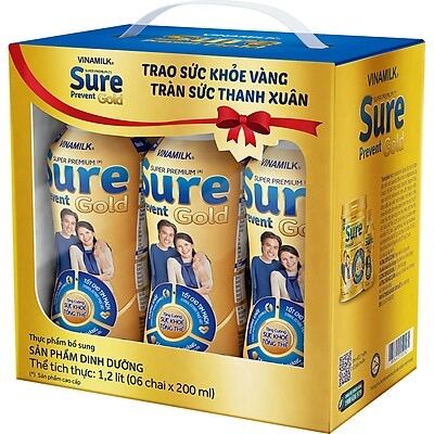 Sữa bột pha sẵn Sure Prevent Gold - Thùng 24 Chai x 200ml (dành cho người lớn tuổi)