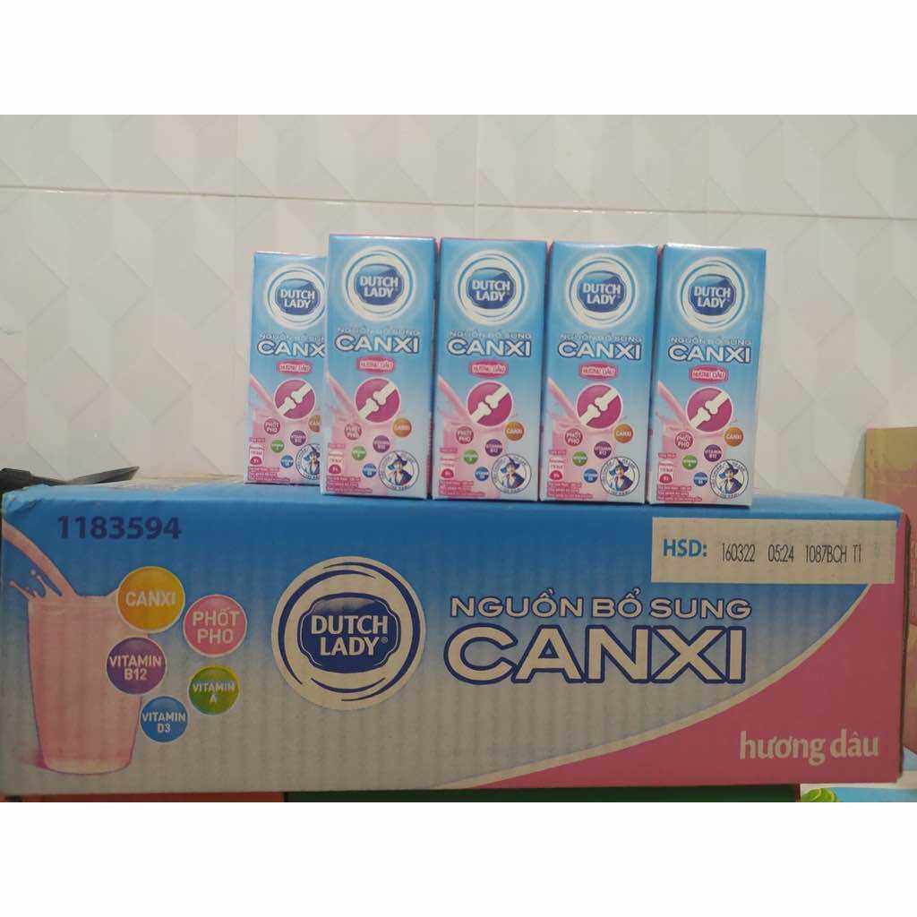 Thùng 48 Hộp Sữa Tươi Tiệt Trùng Dutch Lady Cô Gái Hà Lan Vị Dâu Bổ Sung Canxi (48X180ml)