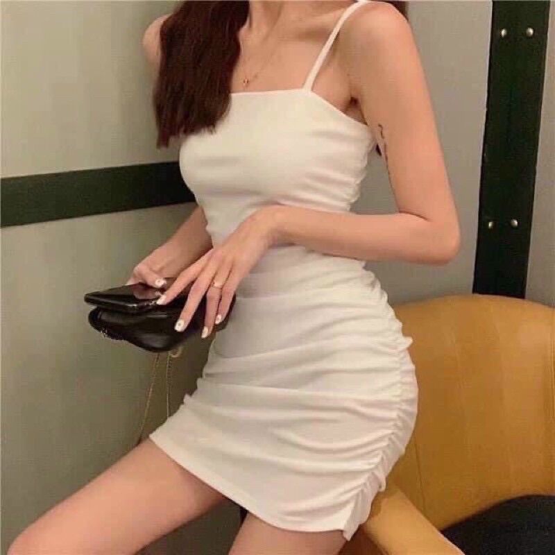Đầm hai dây nhún body pc