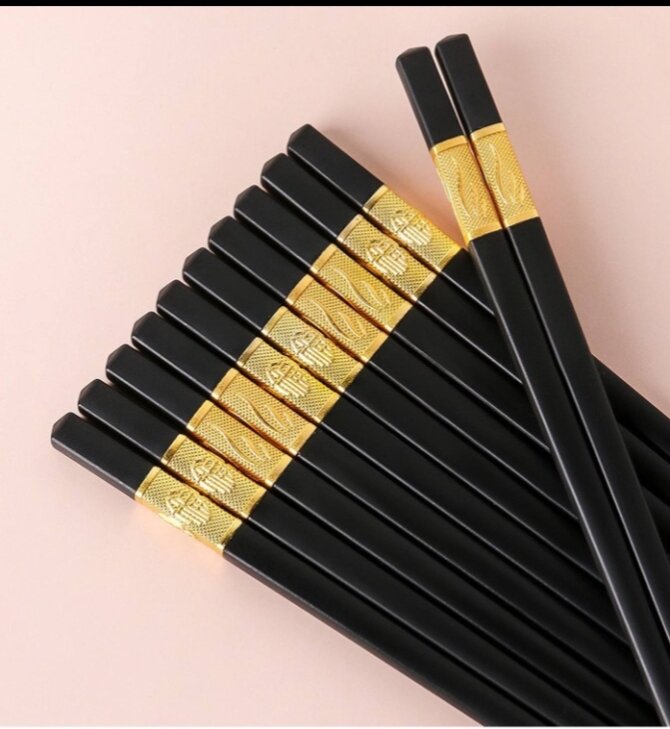 Combo 20 đôi Đũa mạ vàng, Đũa ăn cao cấp đũa khảm vàng hàn quốc Chống Trơn- Chống Trượt- Chống Mốc- Bền Màu