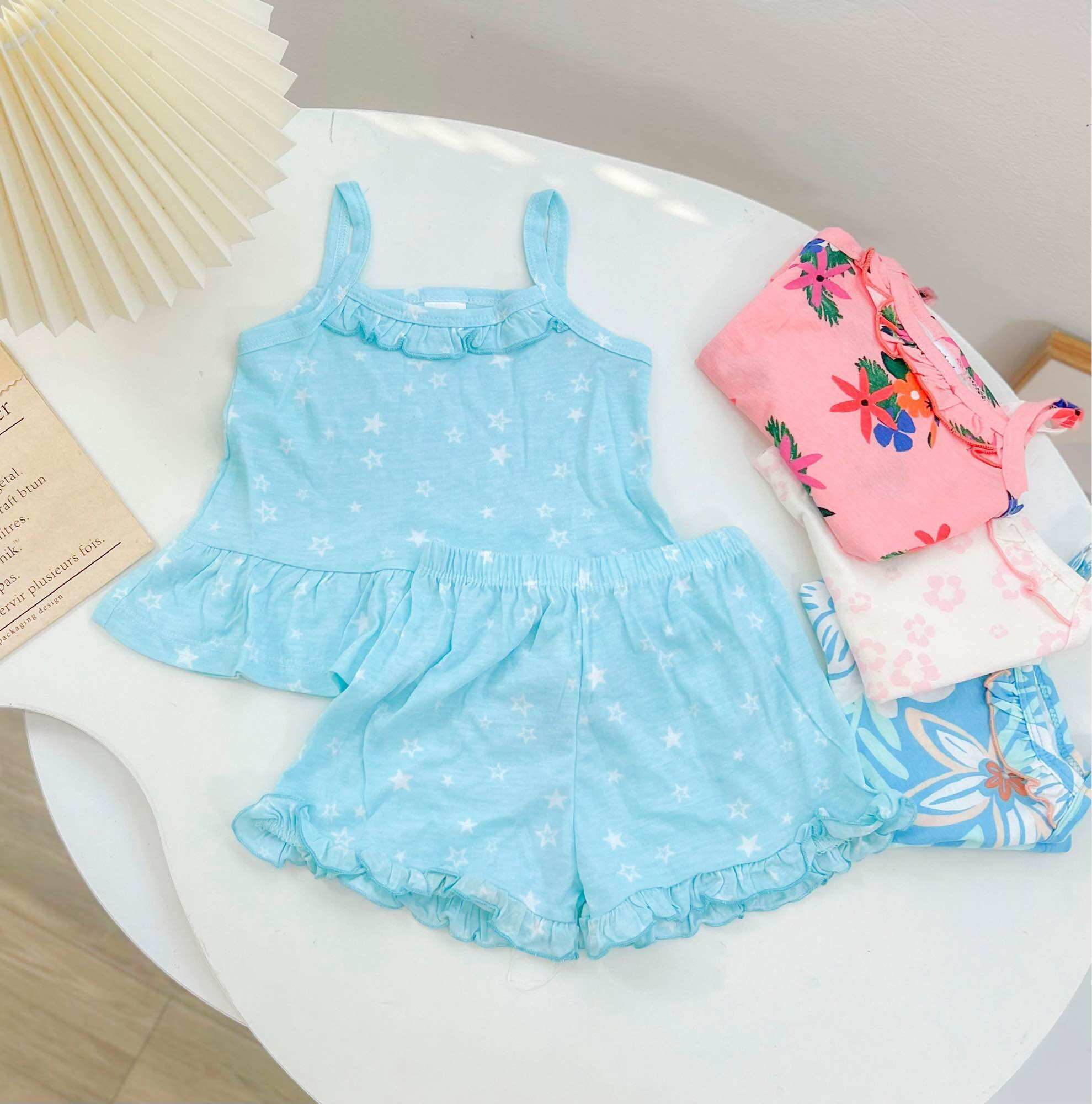 Bộ 2 dây thun cotton cho bé gái 5-18kg