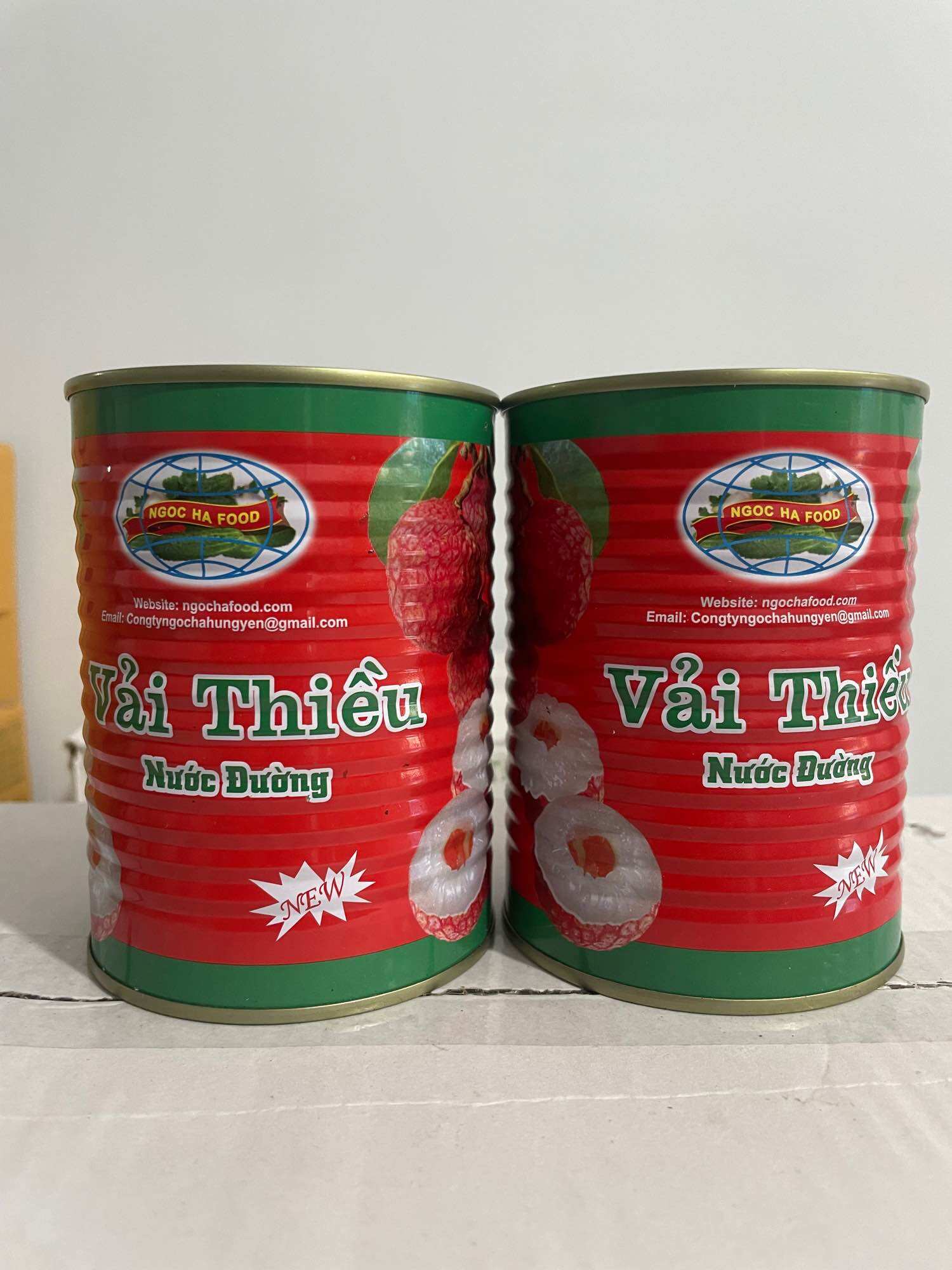 Vải thiều ngâm nước đường đóng lon 565g - ngọc hà