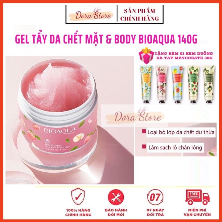 Gel Tẩy Da Chết Mặt & Body Bioaqua Peach Crub 140G Chiết Xuất Trái Đào Tươi Làm Sạch Sâu Lỗ Chân Lông Dưỡng Ẩm Cải Thiện Da Sáng Da Toàn Thân Dorastore