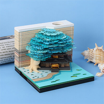 Artisan Paper Cut Model Harry Potter Nest 3D Luminous Calendar Hand Tearable Sticky Notes Art Craft 