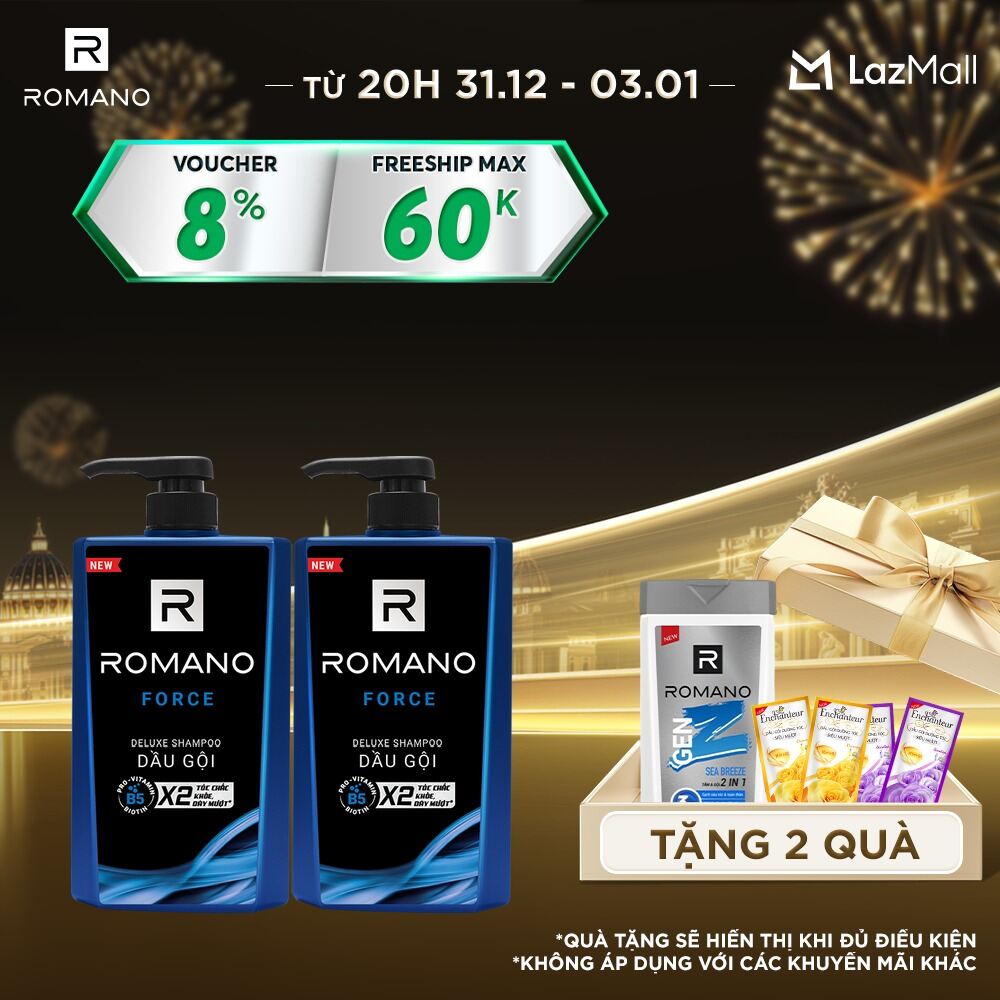 Combo 2 Dầu gội Romano hương nước hoa 650g
