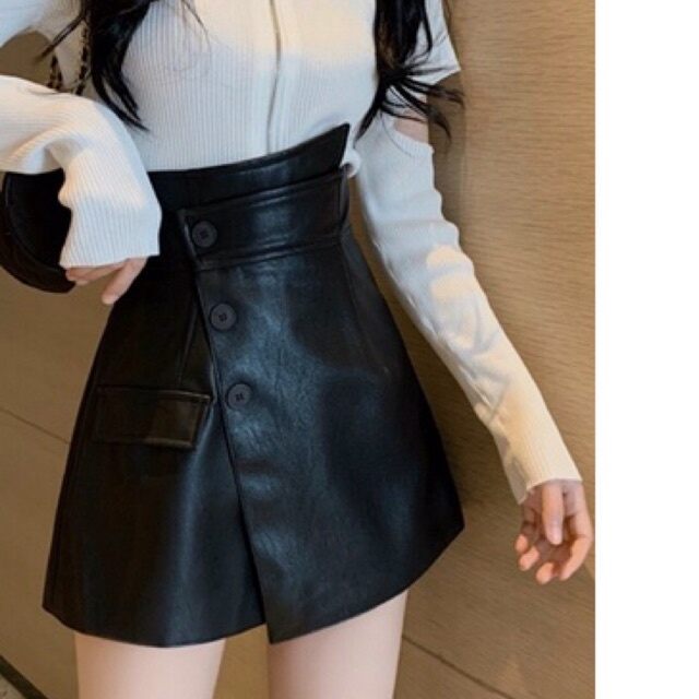 quần váy da phối 3 cúc mới 626