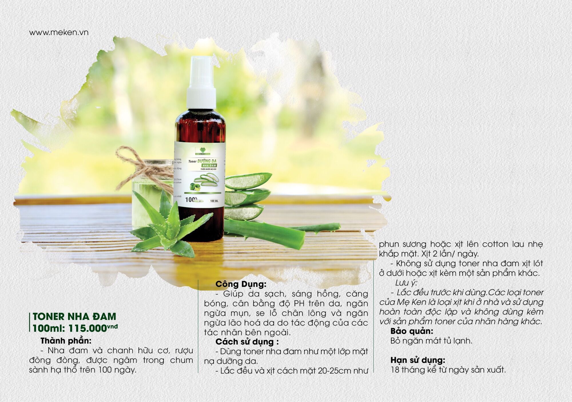 Toner dưỡng da nha đam Mẹ Ken