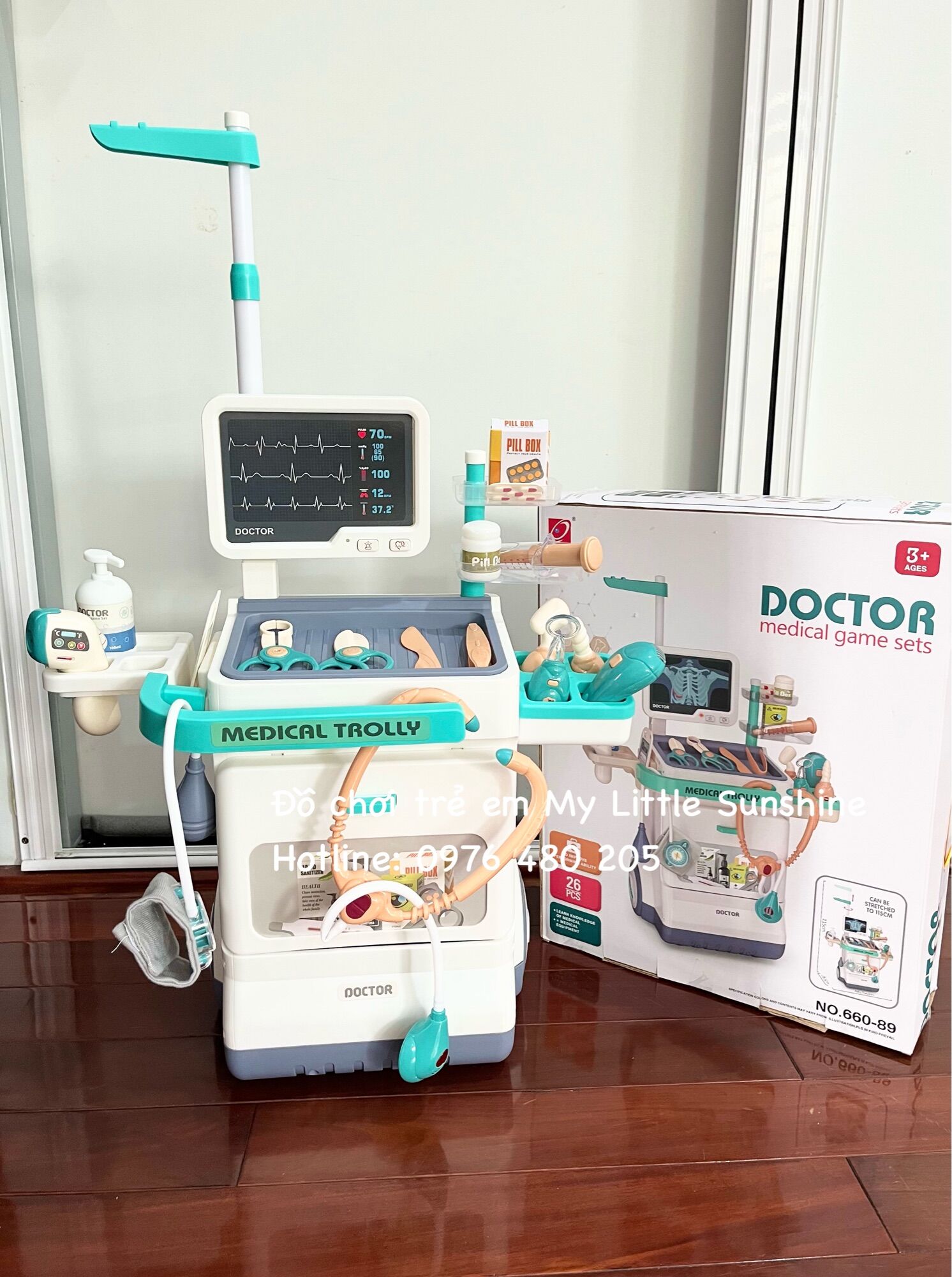Đồ chơi xe đẩy bác sĩ 26 chi tiết cho Bé
