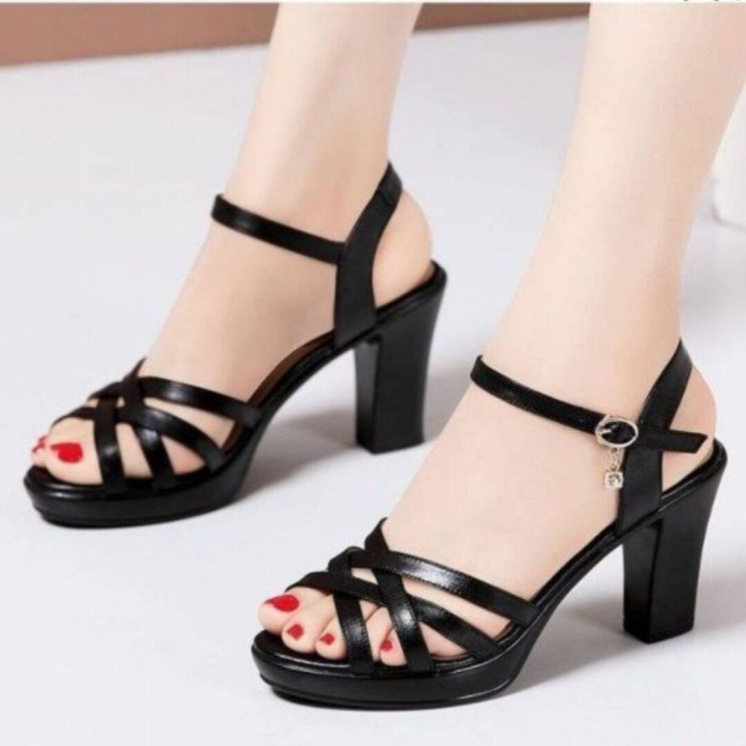 Giày sandan gót vuông quai đan  GPSHOP ms03