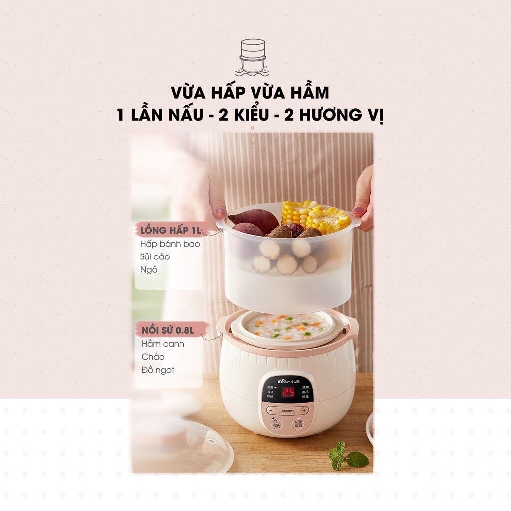 NỒI NẤU CHÁO CHẬM BEAR 0.8L