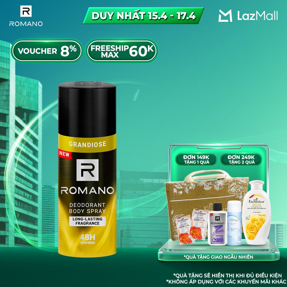 Xịt khử mùi Romano GRANDIOSE 150ML