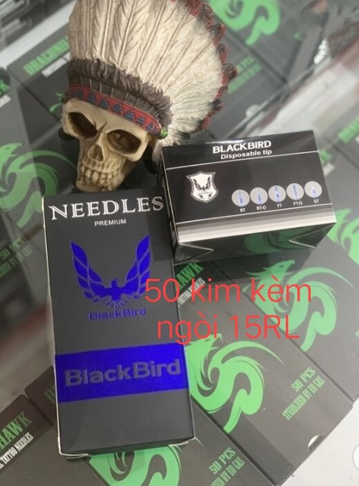 50 kim xăm đi khung 15RL Black Brid kim kèm ngòi