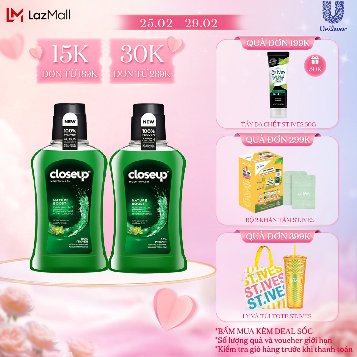 Combo 2 nước súc miệng CloseUp Nature Boost (300mlx2)