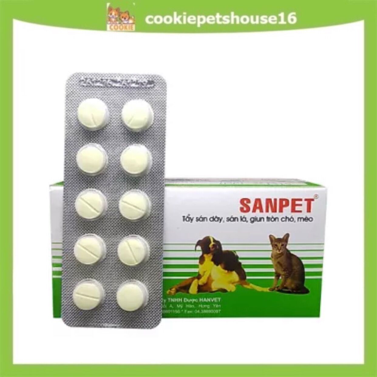 Thuốc tẩy giun Sanpet chó mèo ( bán theo viên)