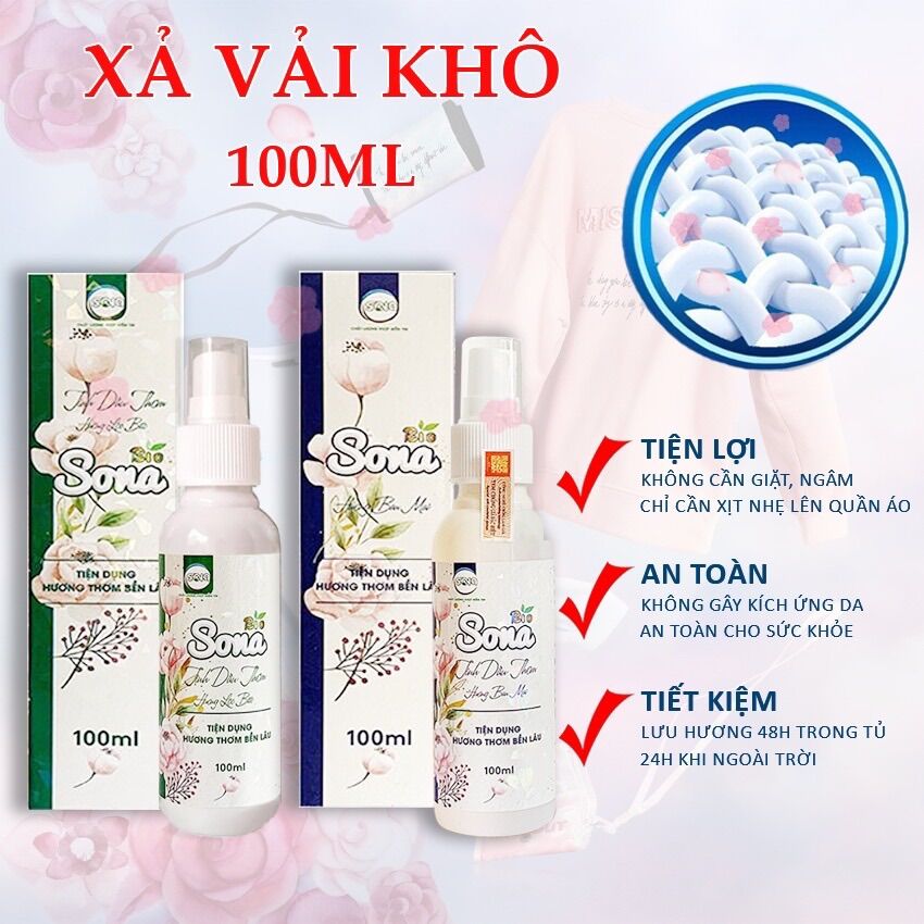 Xịt Thơm Quần Áo SoNa, Xả Vải Khô - 100ml