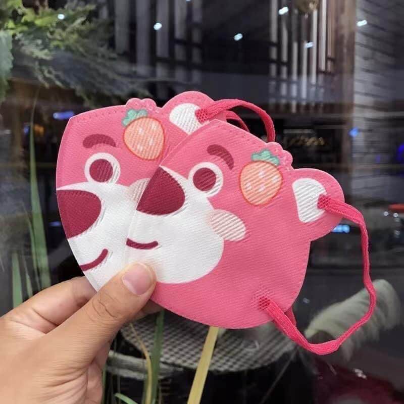 gói 10 cái khẩu trang gấu dâu cho bé từ 2 đến 12 tuổi vừa