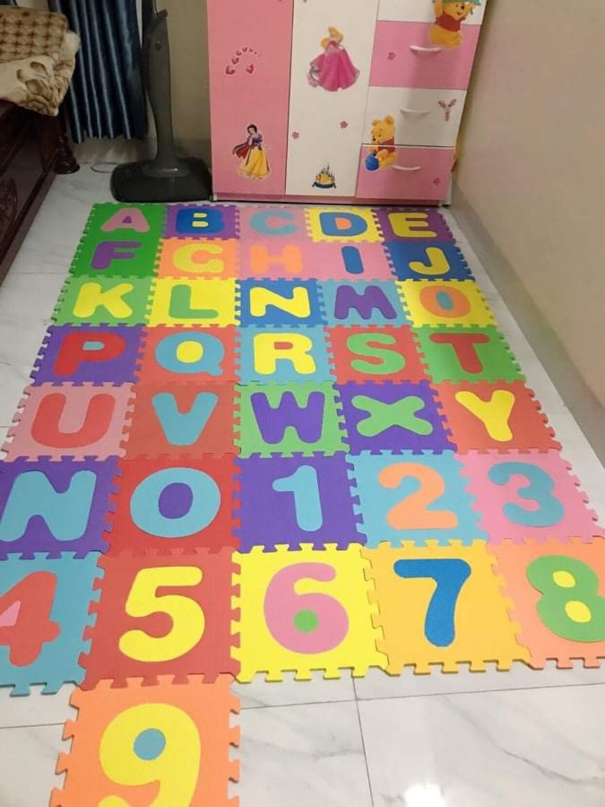 Bộ 36 tấm thảm xốp chữ cái và số kích thước 30*30*1cm